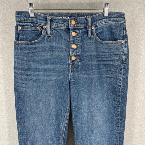 J Crew Womens Demi Boot Cut Crop Jean Size 30 Blue Denim Exposed Button Fly - Picture 2 of 14